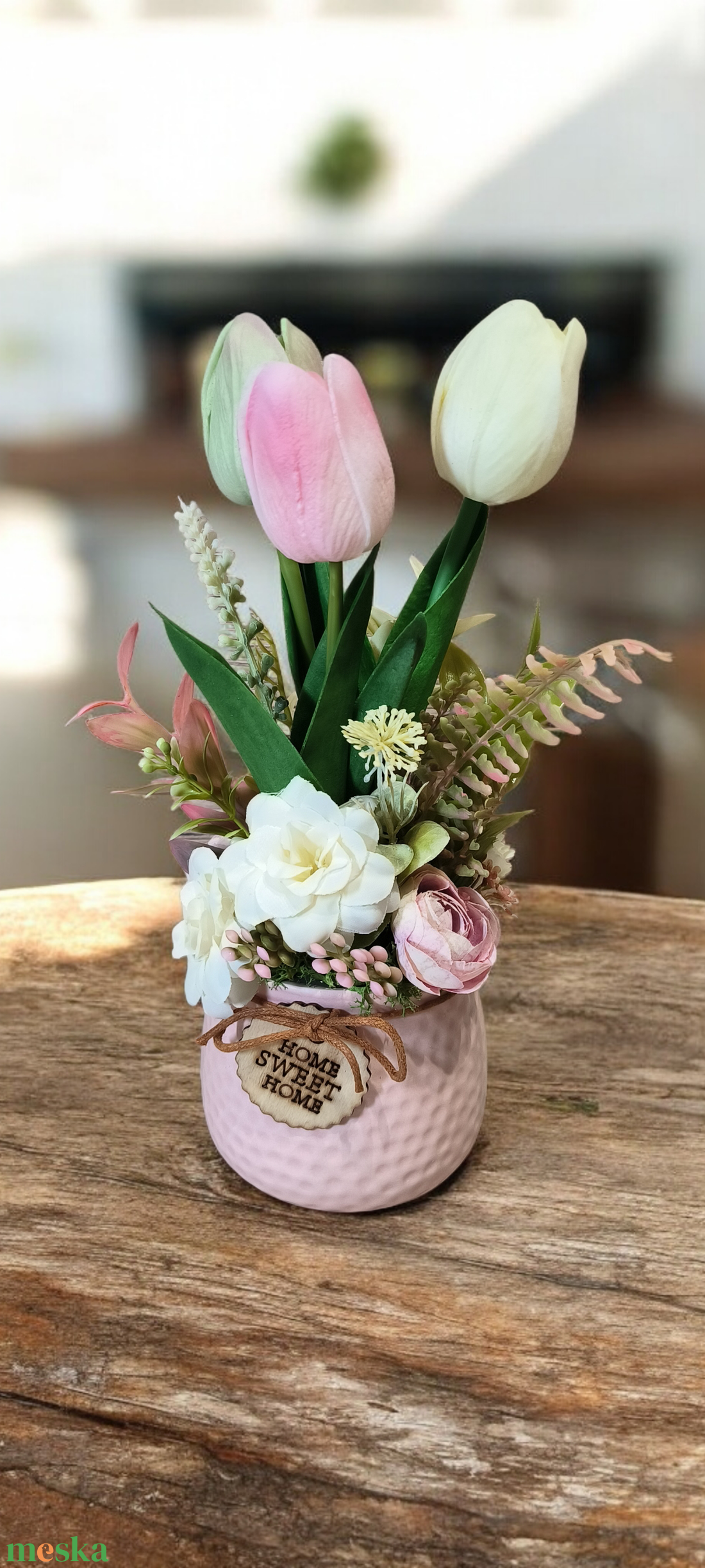 Tulipános tavaszi asztaldísz - otthon & életmód - virágdekoráció - virágdíszek - asztali virágdísz - Meska.hu