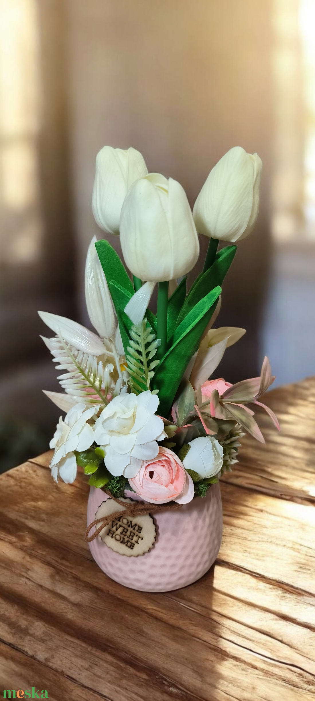 Tulipános tavaszi asztaldísz - otthon & életmód - virágdekoráció - virágdíszek - asztali virágdísz - Meska.hu