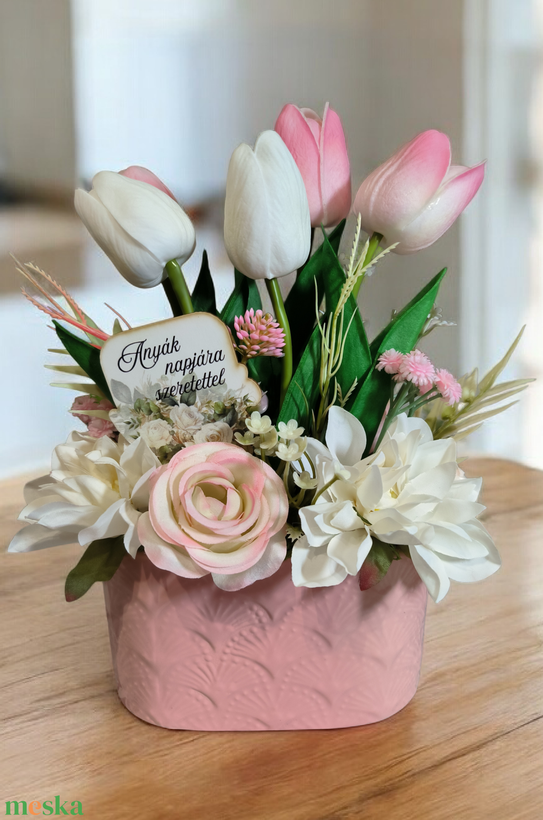 Tulipános szeretet - anyák napi asztaldísz  - otthon & életmód - dekoráció - asztal és polc dekoráció - asztaldísz - Meska.hu