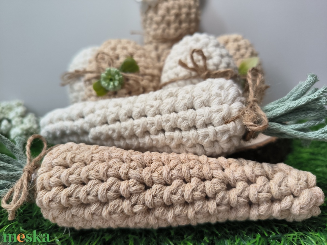 Horgolt húsvéti szett - ünnepi díszek, dekorációk - húsvéti díszek és dekorációk - húsvéti asztaldíszek - Meska.hu