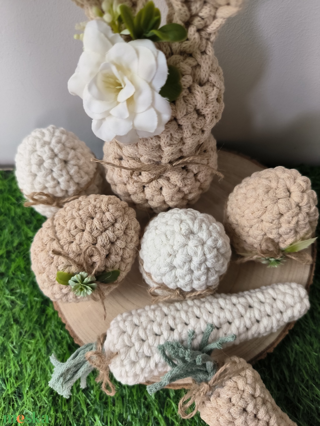 Horgolt húsvéti szett - ünnepi díszek, dekorációk - húsvéti díszek és dekorációk - húsvéti asztaldíszek - Meska.hu