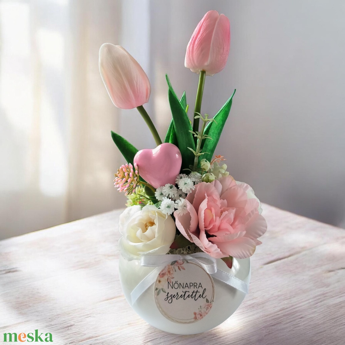 Tulipános nőnapi ajándék - otthon & életmód - virágdekoráció - virágdíszek - asztali virágdísz - Meska.hu