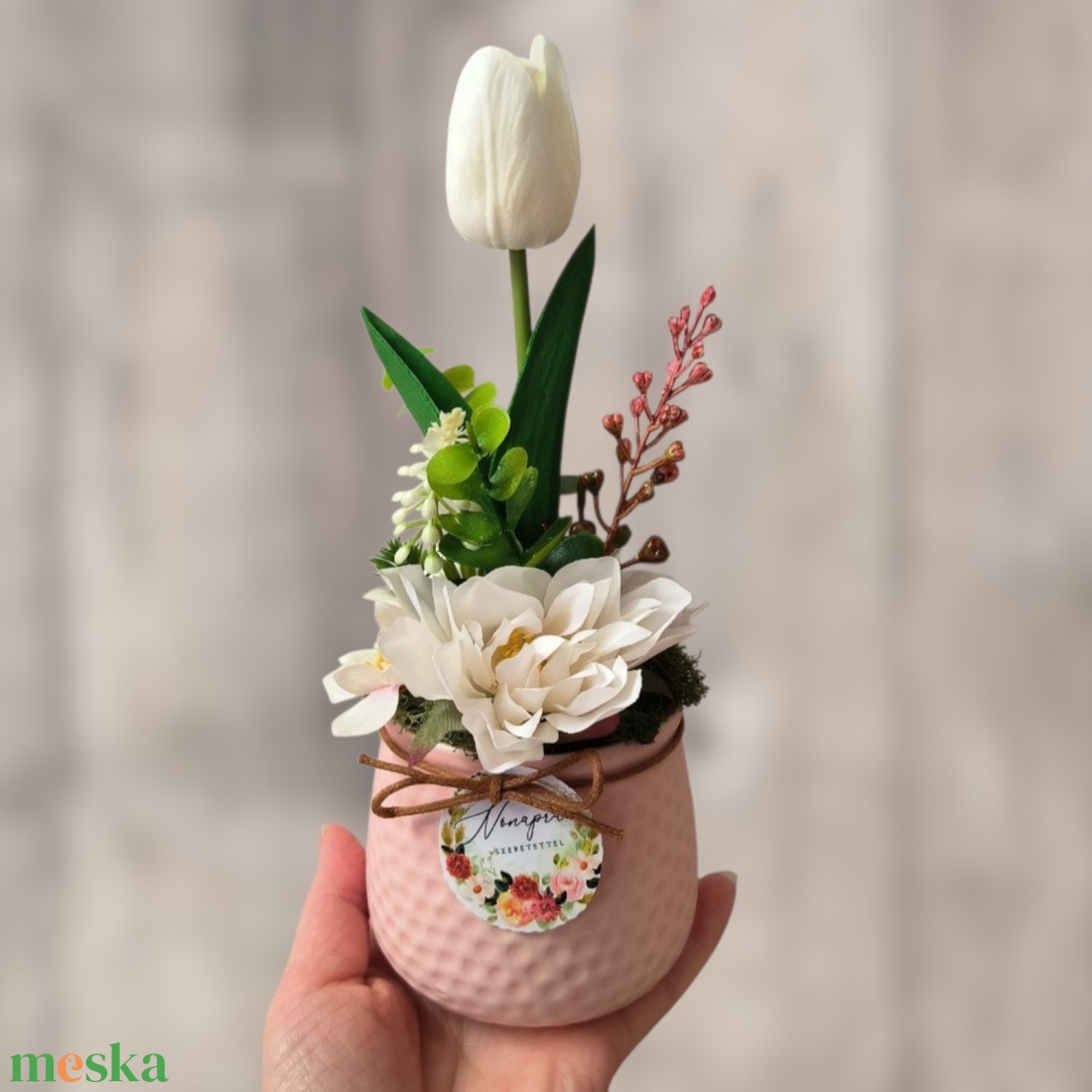 Nőnapi tulipános ajándék - otthon & életmód - dekoráció - asztal és polc dekoráció - asztaldísz - Meska.hu