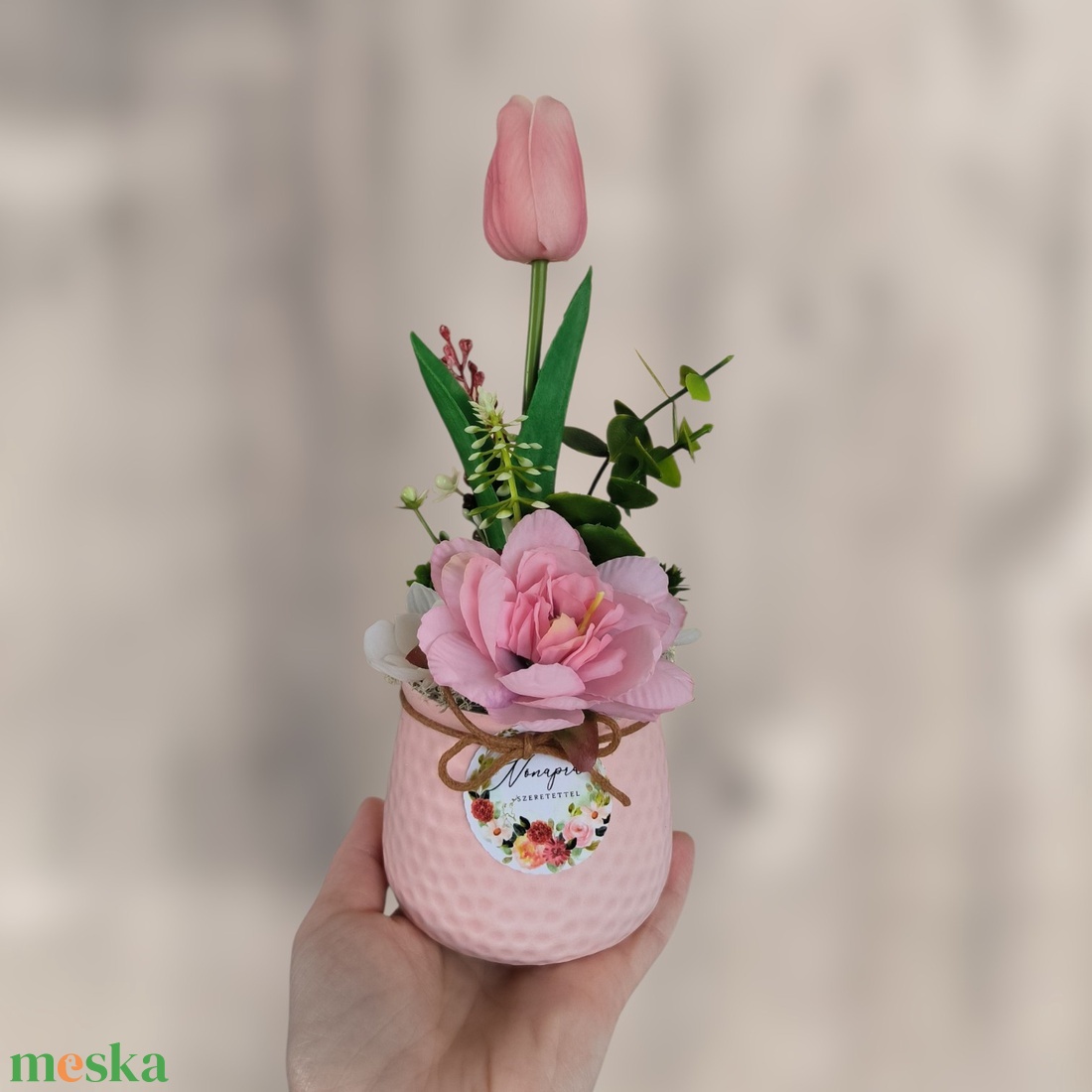 Nőnapi tulipános ajándék - otthon & életmód - dekoráció - asztal és polc dekoráció - asztaldísz - Meska.hu