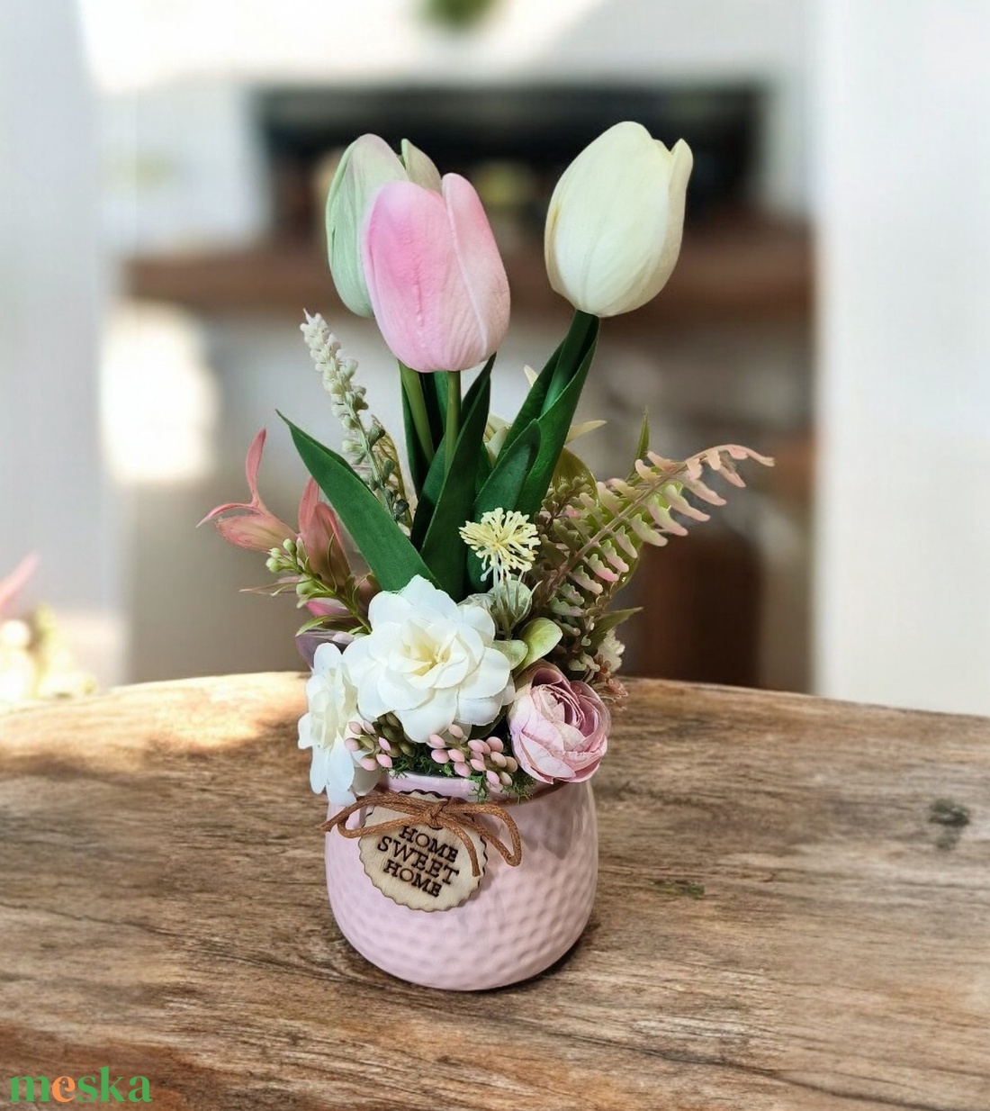 Tulipános tavaszi asztaldísz - otthon & életmód - virágdekoráció - virágdíszek - asztali virágdísz - Meska.hu