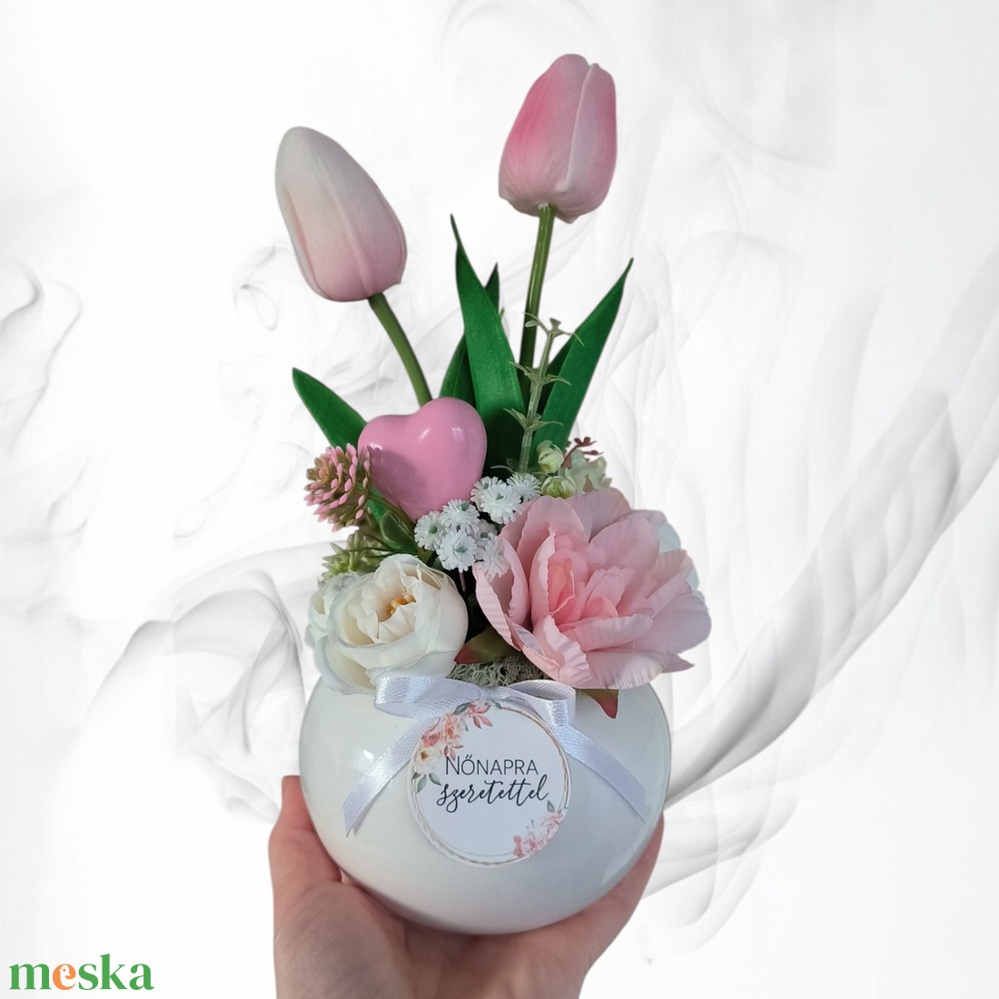 Tulipános nőnapi ajándék - otthon & életmód - virágdekoráció - virágdíszek - asztali virágdísz - Meska.hu