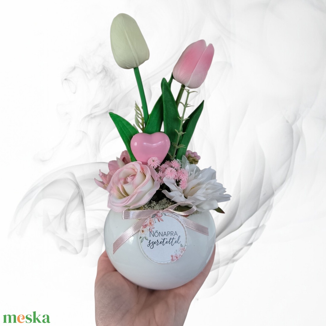 Tulipános nőnapi ajándék - otthon & életmód - virágdekoráció - virágdíszek - asztali virágdísz - Meska.hu