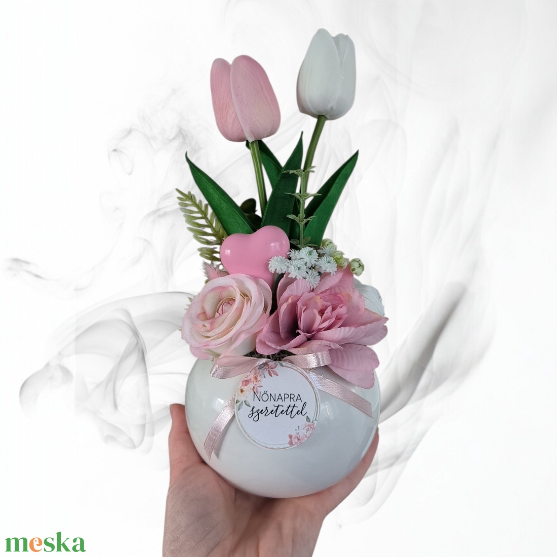 Tulipános nőnapi ajándék - otthon & életmód - virágdekoráció - virágdíszek - asztali virágdísz - Meska.hu