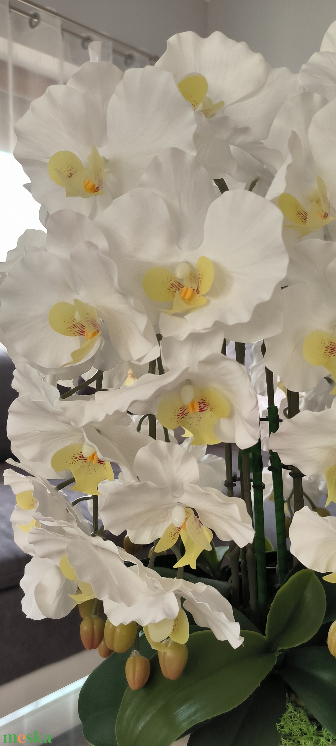 Pillekosbor orchidea dekoráció kerámia kaspóban - otthon & életmód - dekoráció - asztal és polc dekoráció - asztaldísz - Meska.hu