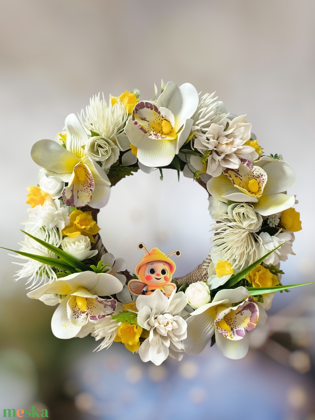 Méhecskés vidám ajtókopogtató  - otthon & életmód - dekoráció - ajtó- és ablak dekoráció - ajtódísz & kopogtató - Meska.hu