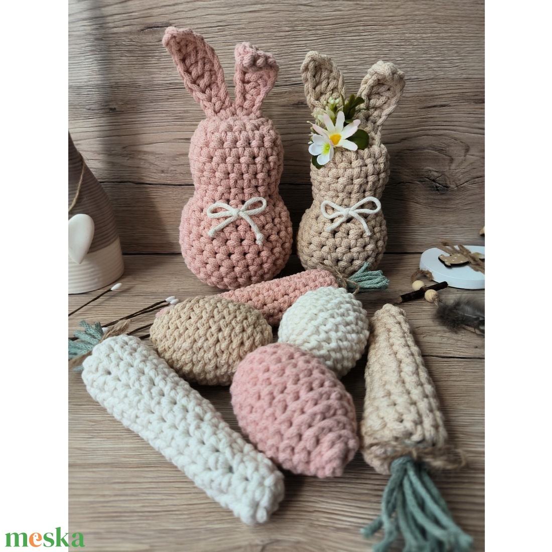 Horgolt húsvéti asztaldísz szett 8 db-os  - ünnepi díszek, dekorációk - húsvéti díszek és dekorációk - húsvéti asztaldíszek - Meska.hu