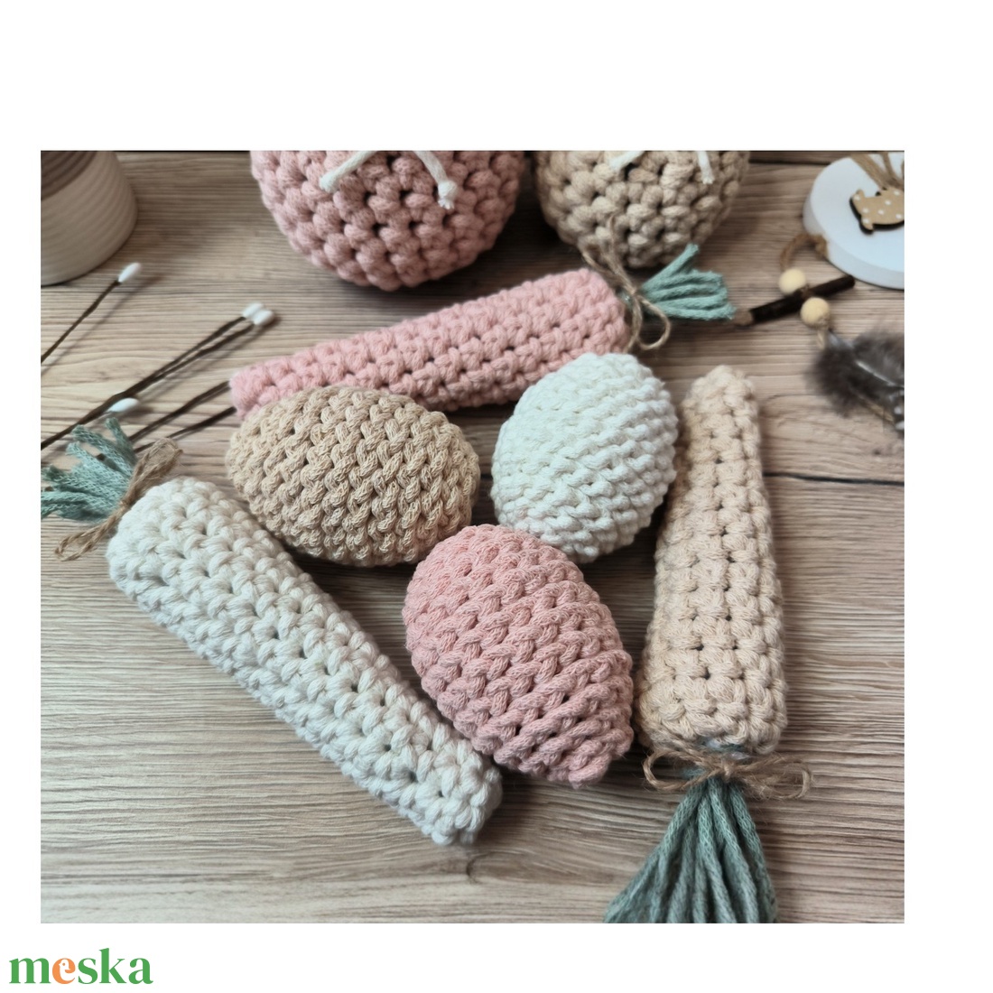 Horgolt húsvéti asztaldísz szett 8 db-os  - ünnepi díszek, dekorációk - húsvéti díszek és dekorációk - húsvéti asztaldíszek - Meska.hu