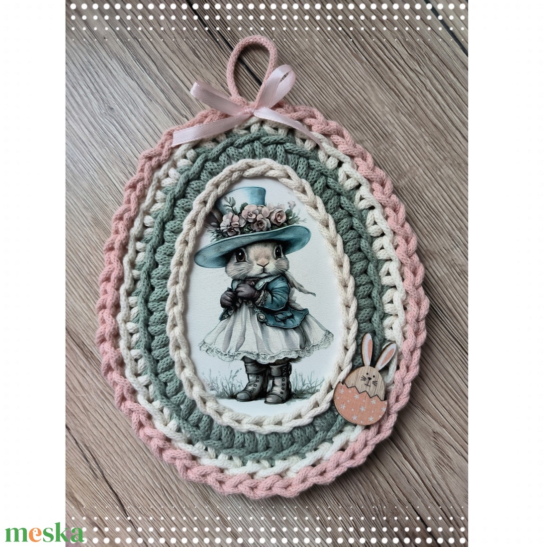 Horgolt húsvéti tojás alakú akasztós dísz  - ünnepi díszek, dekorációk - húsvéti díszek és dekorációk - húsvéti ajtódísz, kopogtató - Meska.hu