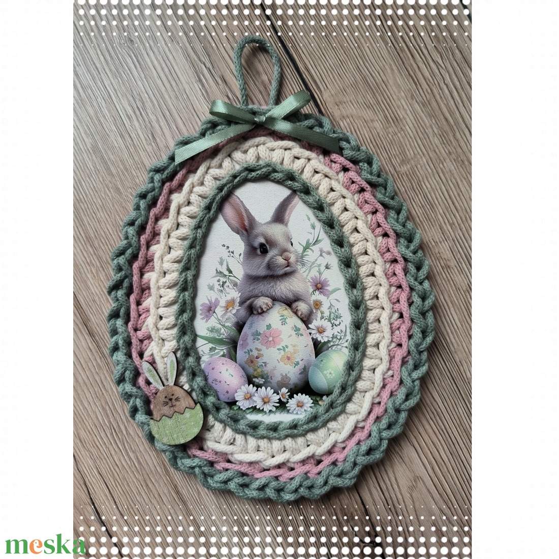 Horgolt húsvéti tojás alakú akasztós dísz  - ünnepi díszek, dekorációk - húsvéti díszek és dekorációk - húsvéti ajtódísz, kopogtató - Meska.hu