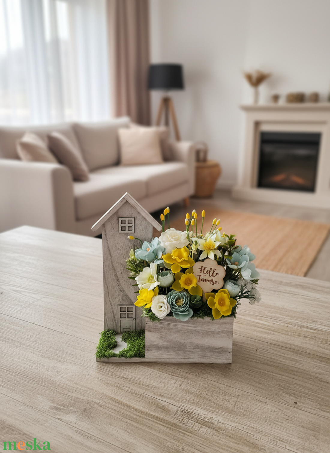 Tavaszi fa házikós asztaldísz  - otthon & életmód - dekoráció - asztal és polc dekoráció - asztaldísz - Meska.hu