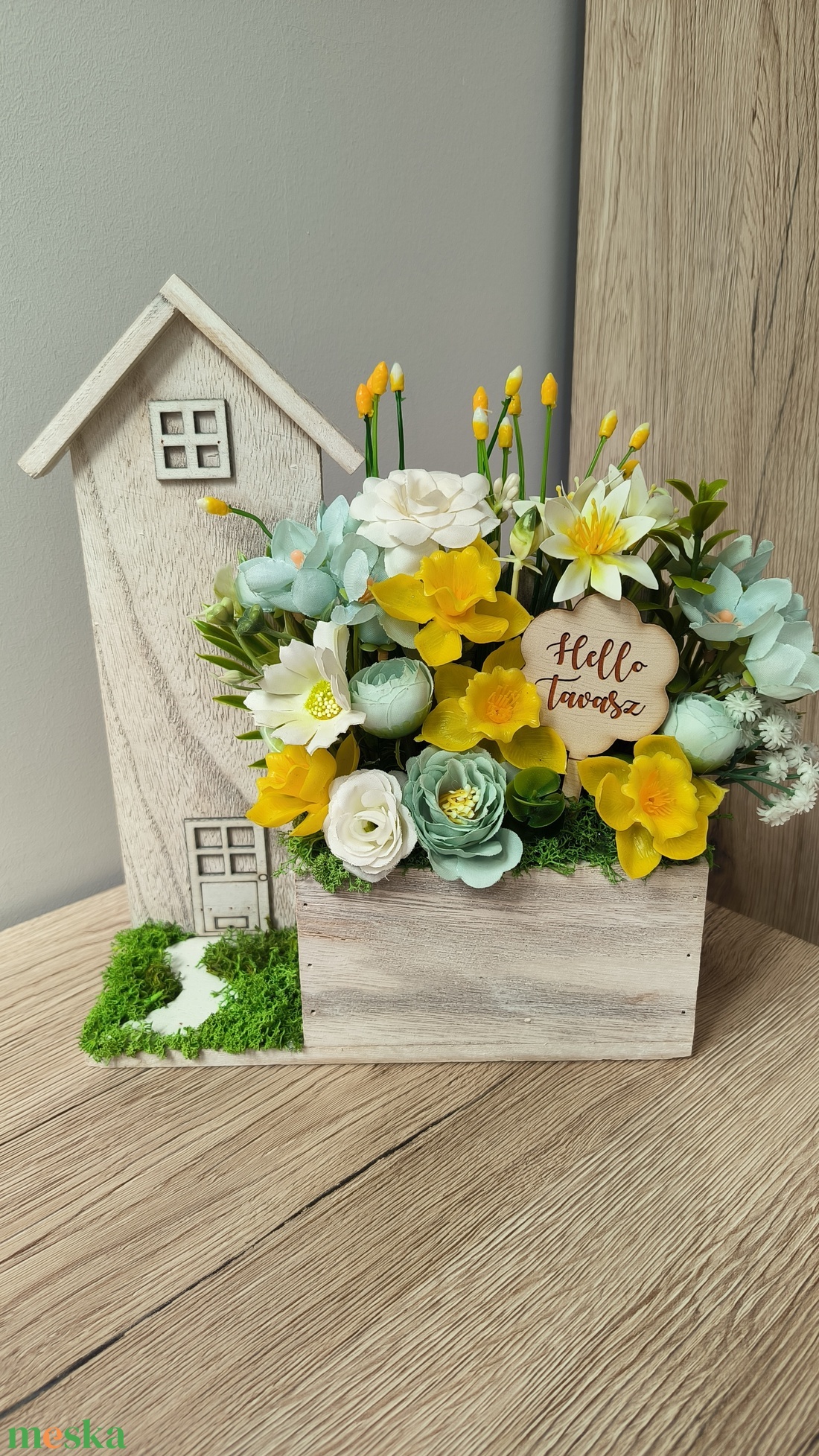 Tavaszi fa házikós asztaldísz  - otthon & életmód - dekoráció - asztal és polc dekoráció - asztaldísz - Meska.hu