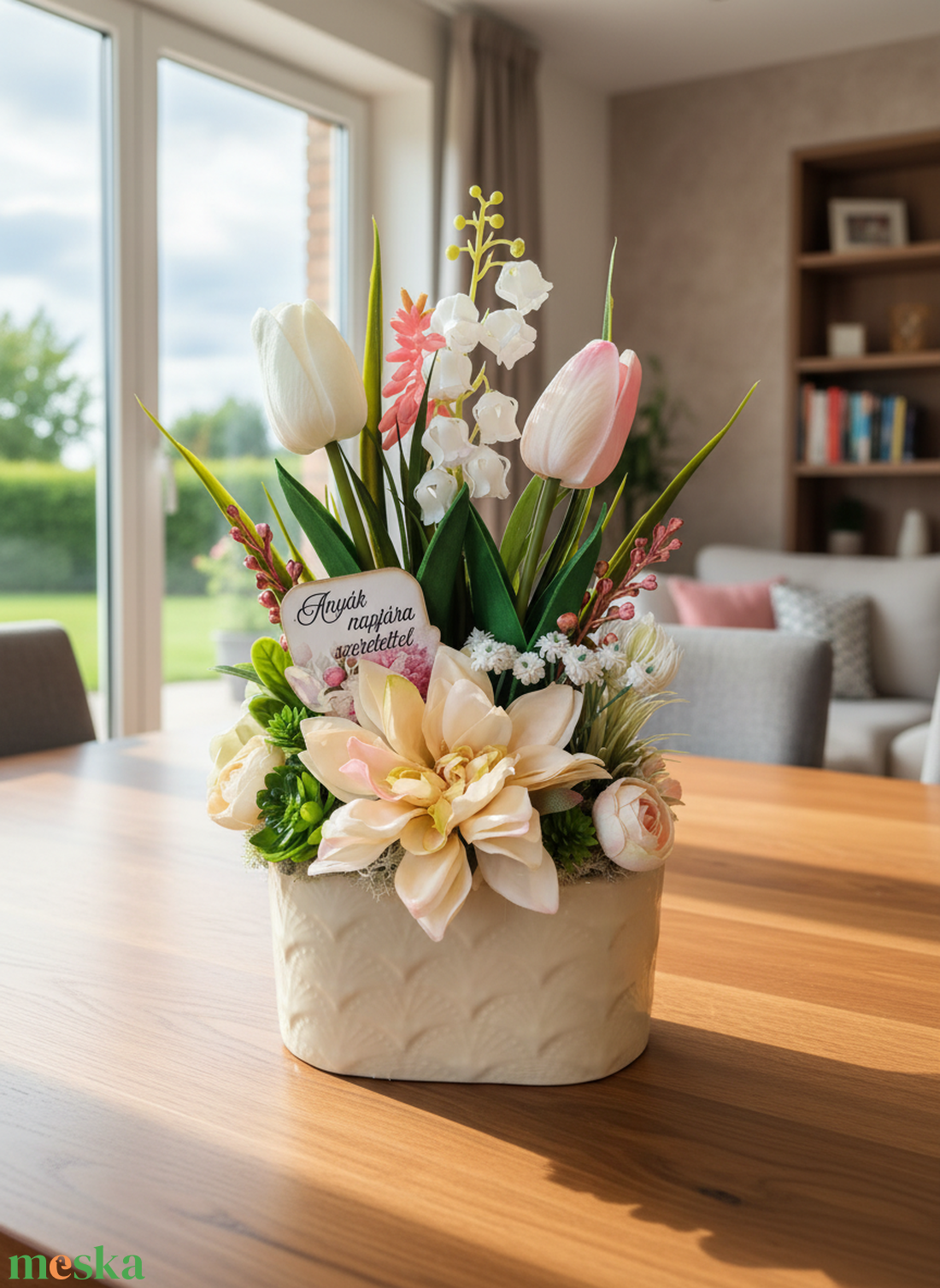 Tulipános szeretet Anyák napjára - otthon & életmód - dekoráció - asztal és polc dekoráció - asztaldísz - Meska.hu