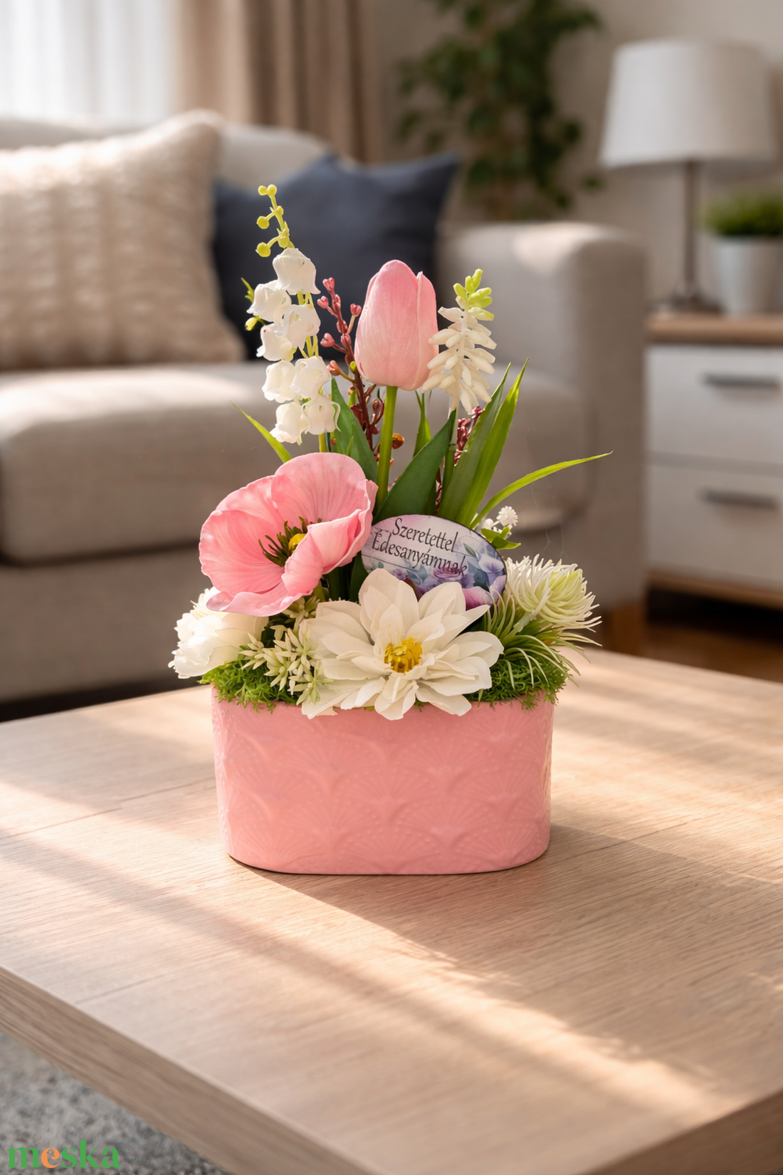 Tulipános asztaldísz Anyák napjára  - otthon & életmód - dekoráció - asztal és polc dekoráció - asztaldísz - Meska.hu