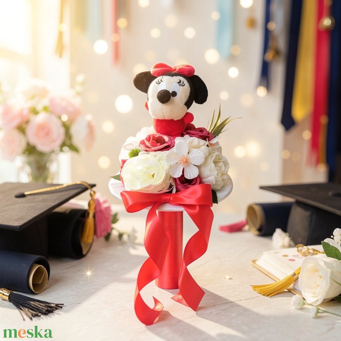 Ballagási csokor Minnie-vel  - otthon & életmód - virágdekoráció - virágok - virágcsokor - Meska.hu