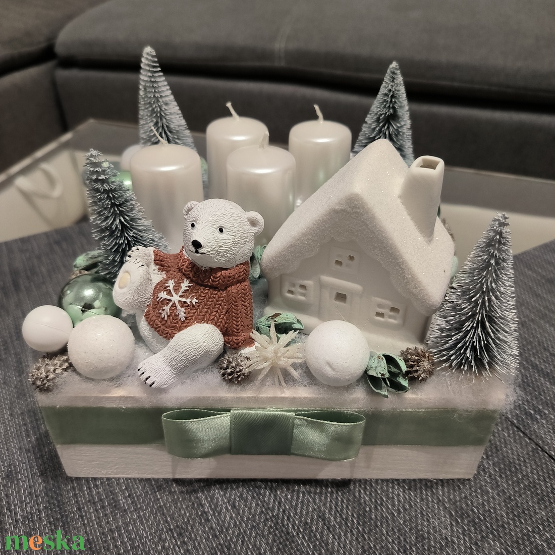 Téli csodaország adventi asztaldísz - karácsony - adventi díszek - adventi asztaldísz - Meska.hu