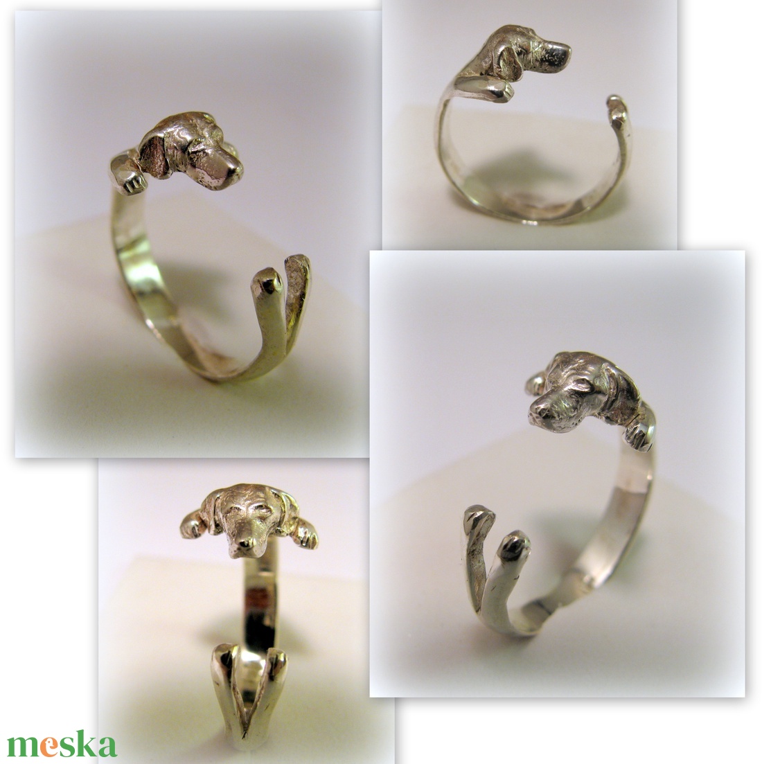 Ezüst/14K-os arany vizsla gyűrű - ékszer - gyűrű - figurális gyűrű - Meska.hu