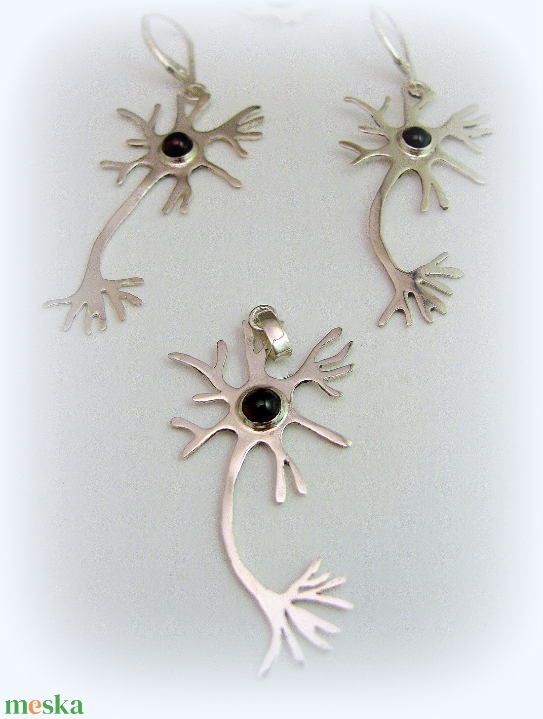 Ezüst Neuron-idegsejt szett / medál és fülbevaló - ékszer - ékszerszett - Meska.hu