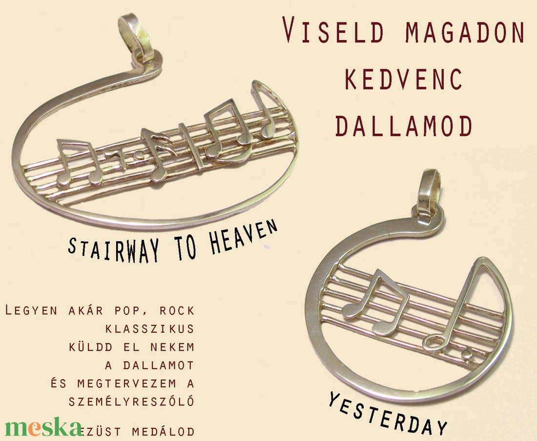 Ezüst kottás medál / Beatlis Yesterday - dallamos, zenés medál - ékszer - nyaklánc - medál - Meska.hu Ezüst kottás medál / Beatlis Yesterday - dallamos, zenés medál - ékszer - nyaklánc - medál - Meska.hu