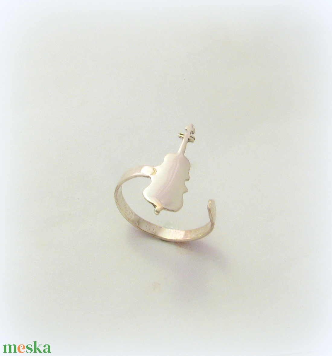 Ezüst cselló gyűrű állítható méretű - ékszer - gyűrű - figurális gyűrű - Meska.hu