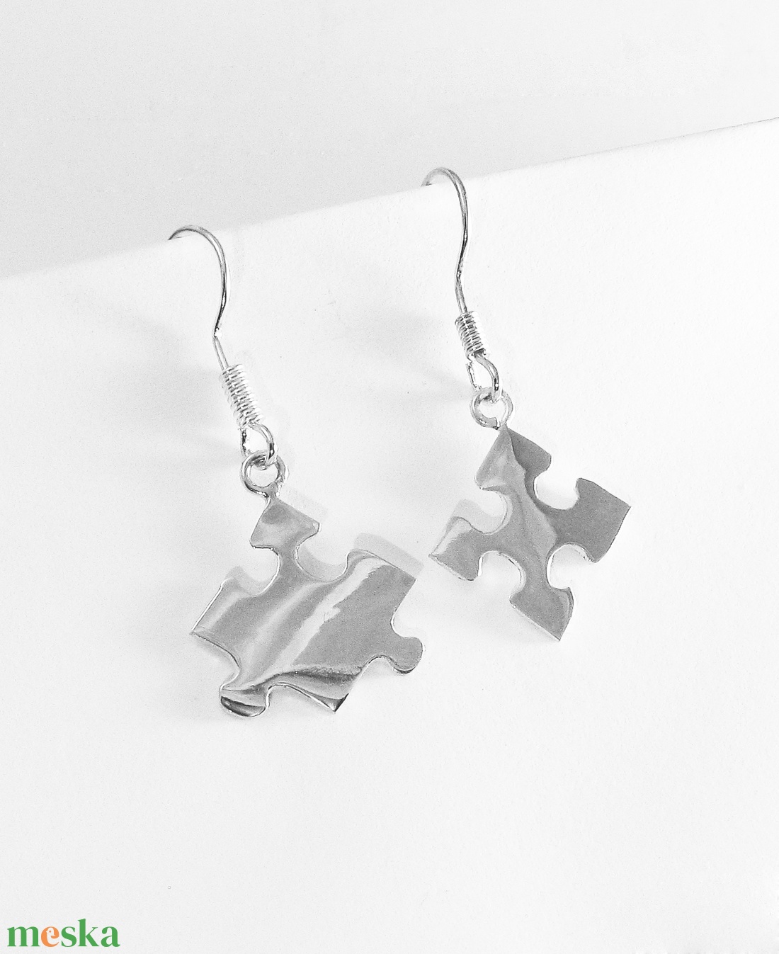 Puzzle, kirakó fülbevaló - ékszer - fülbevaló - lógó fülbevaló - Meska.hu