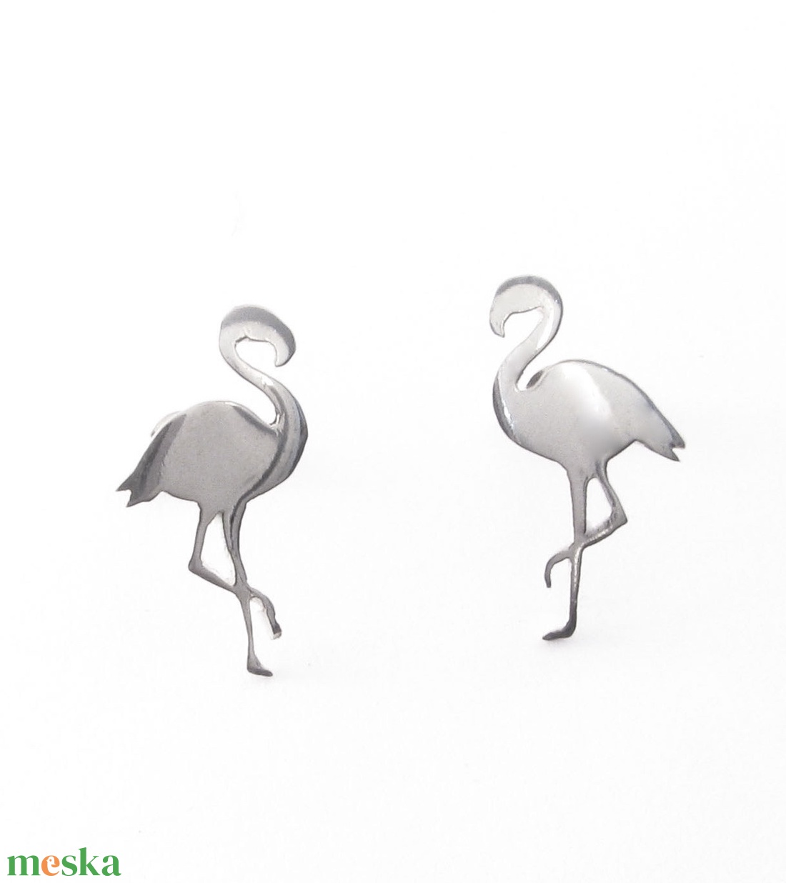Ezüst flamingó fülbevaló - ékszer - nyaklánc - medál - Meska.hu