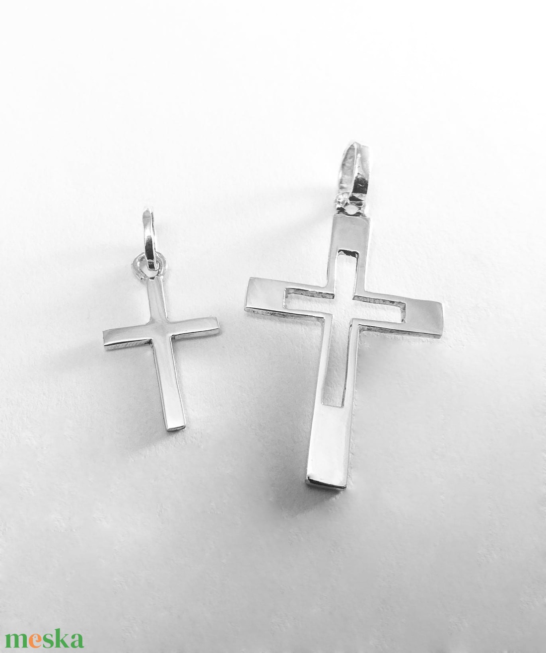 Ezüst páros kereszt medál - ékszer - nyaklánc - medál - Meska.hu