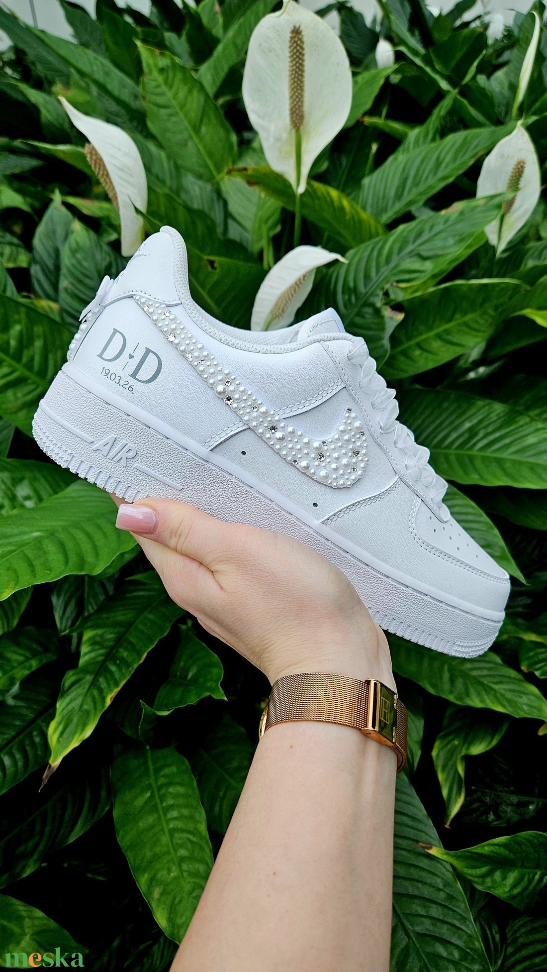 Custom Bride Nike Air Force - Esküvői cipő - esküvő - cipő és cipőklipsz - Meska.hu