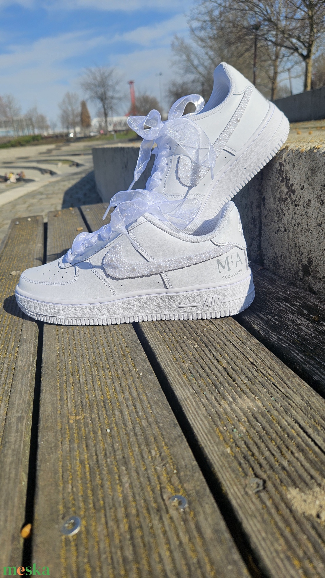 Custom Bride Nike Air Force - Esküvői cipő - esküvő - cipő és cipőklipsz - Meska.hu
