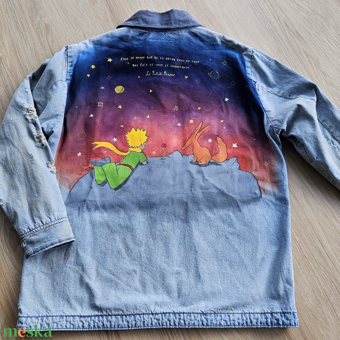 Egyedi festésű farmerkabát - ruha & divat - női ruha - kabát - Meska.hu