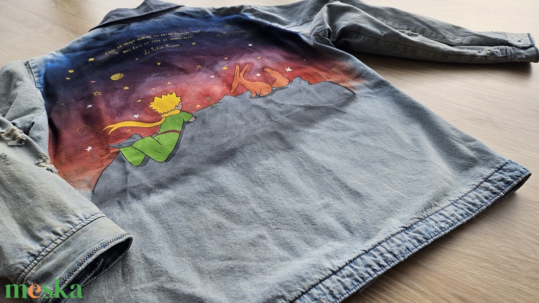 Egyedi festésű farmerkabát - ruha & divat - női ruha - kabát - Meska.hu