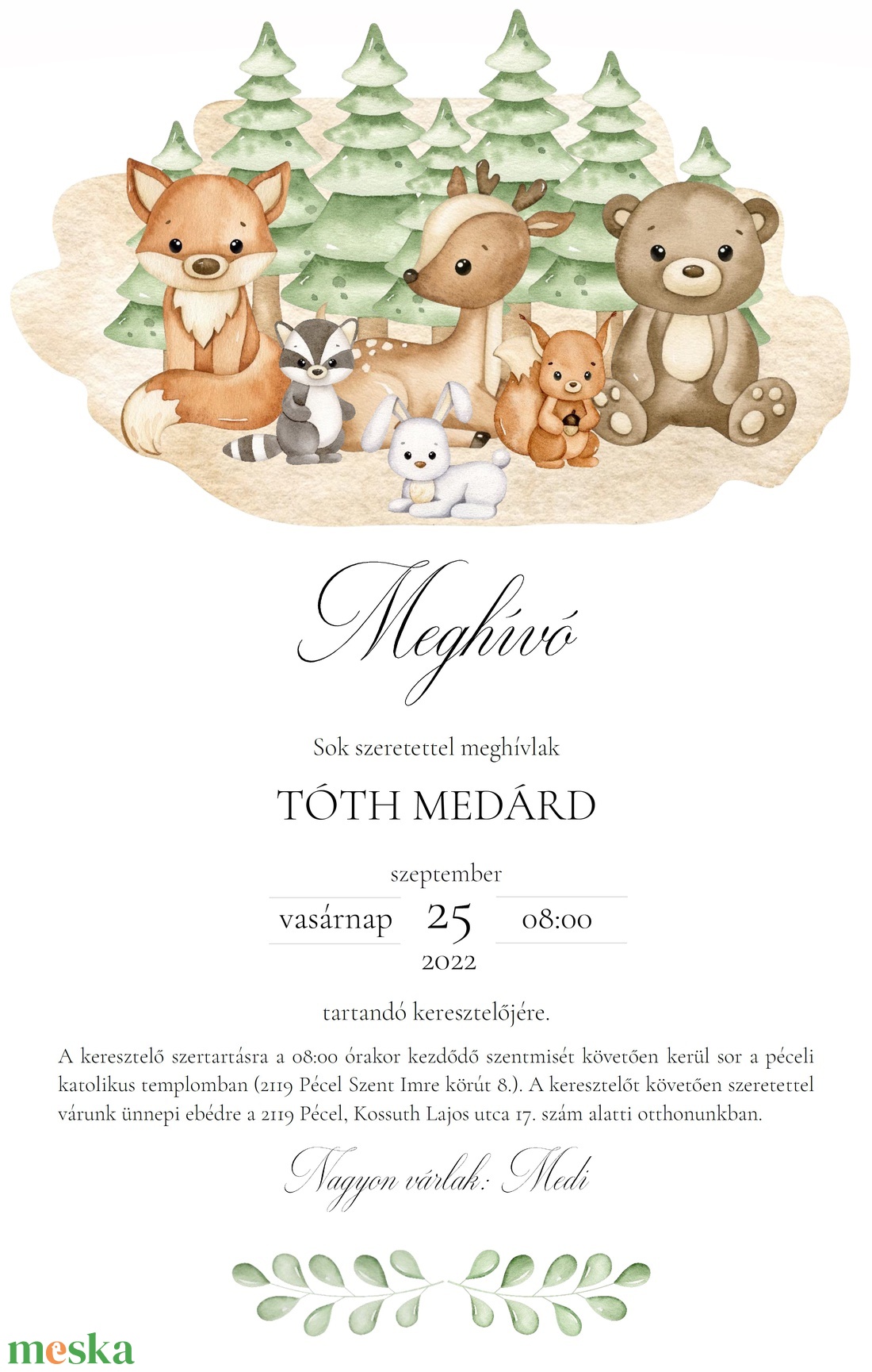 Digitális keresztelő meghívó, digitális meghívó, érintésmentes meghívó -  - Meska.hu
