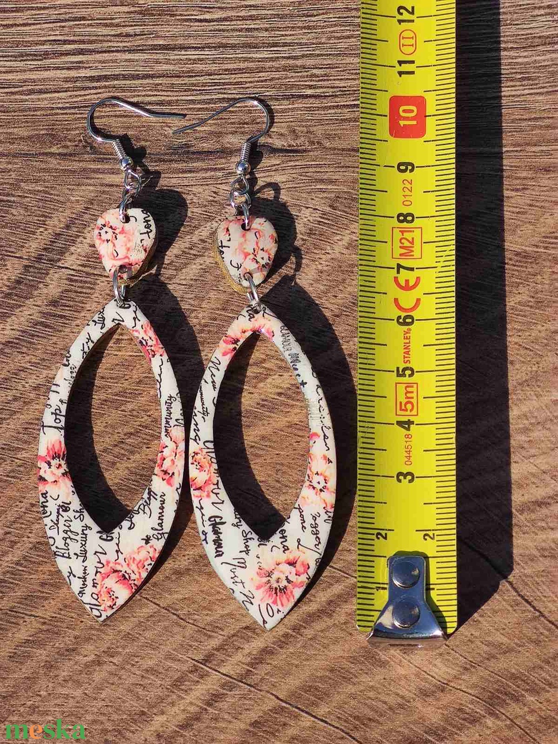 Mintás fülbevaló  decoupage fa fülbevaló - ékszer - fülbevaló - lógó csepp fülbevaló - Meska.hu