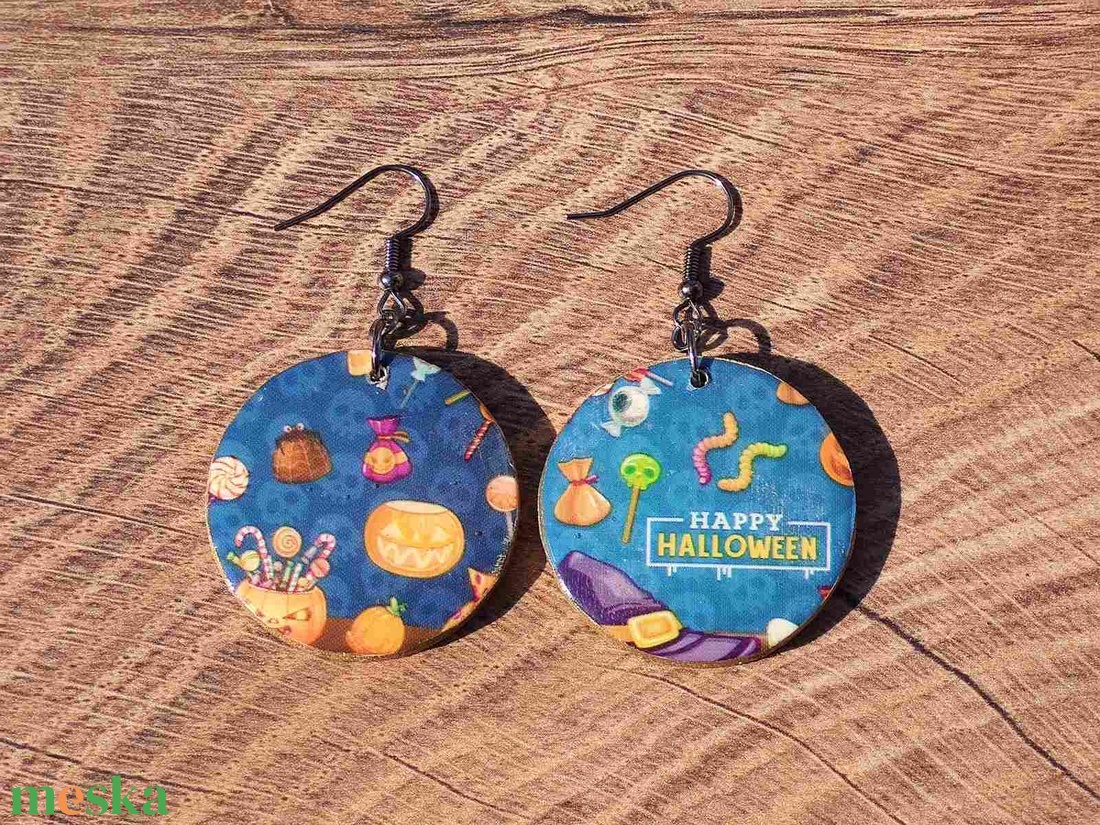 Halloween mintás fülbevaló  Trick or Treat fülbevaló - ékszer - fülbevaló - lógós kerek fülbevaló - Meska.hu