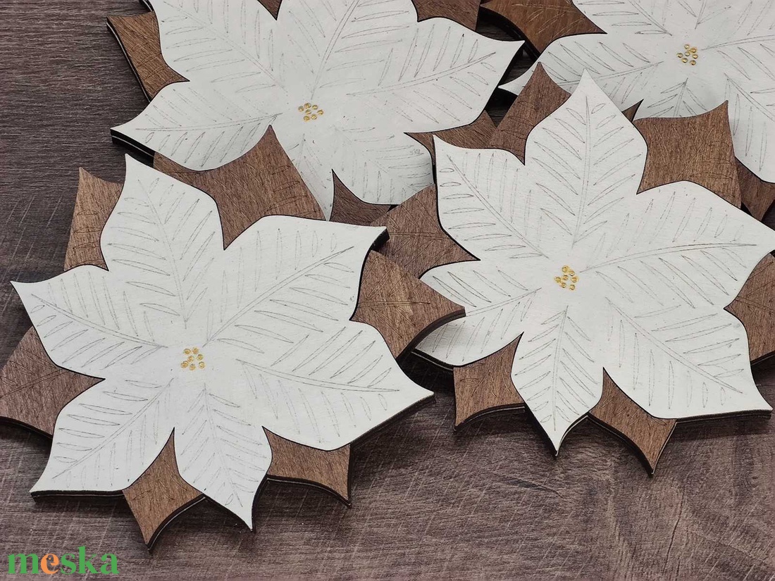 Karácsonyi poháralátét - Mikulásvirág - otthon & életmód - konyhafelszerelés, tálalás - tálalás - tányér- és poháralátét - Meska.hu