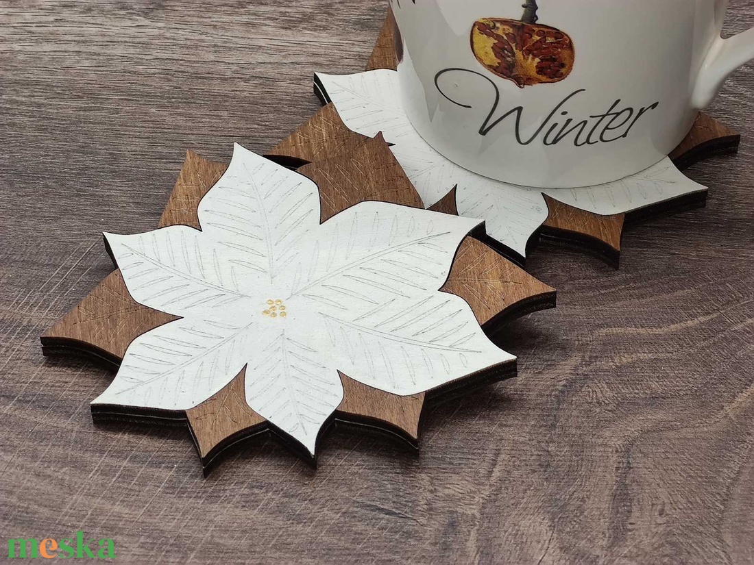 Karácsonyi poháralátét - Mikulásvirág - otthon & életmód - konyhafelszerelés, tálalás - tálalás - tányér- és poháralátét - Meska.hu