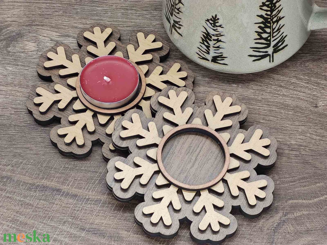 Karácsonyi mécsestartó - Hópehely mécsestartó - karácsony - karácsonyi lakásdekoráció - karácsonyi lakásdíszek - Meska.hu