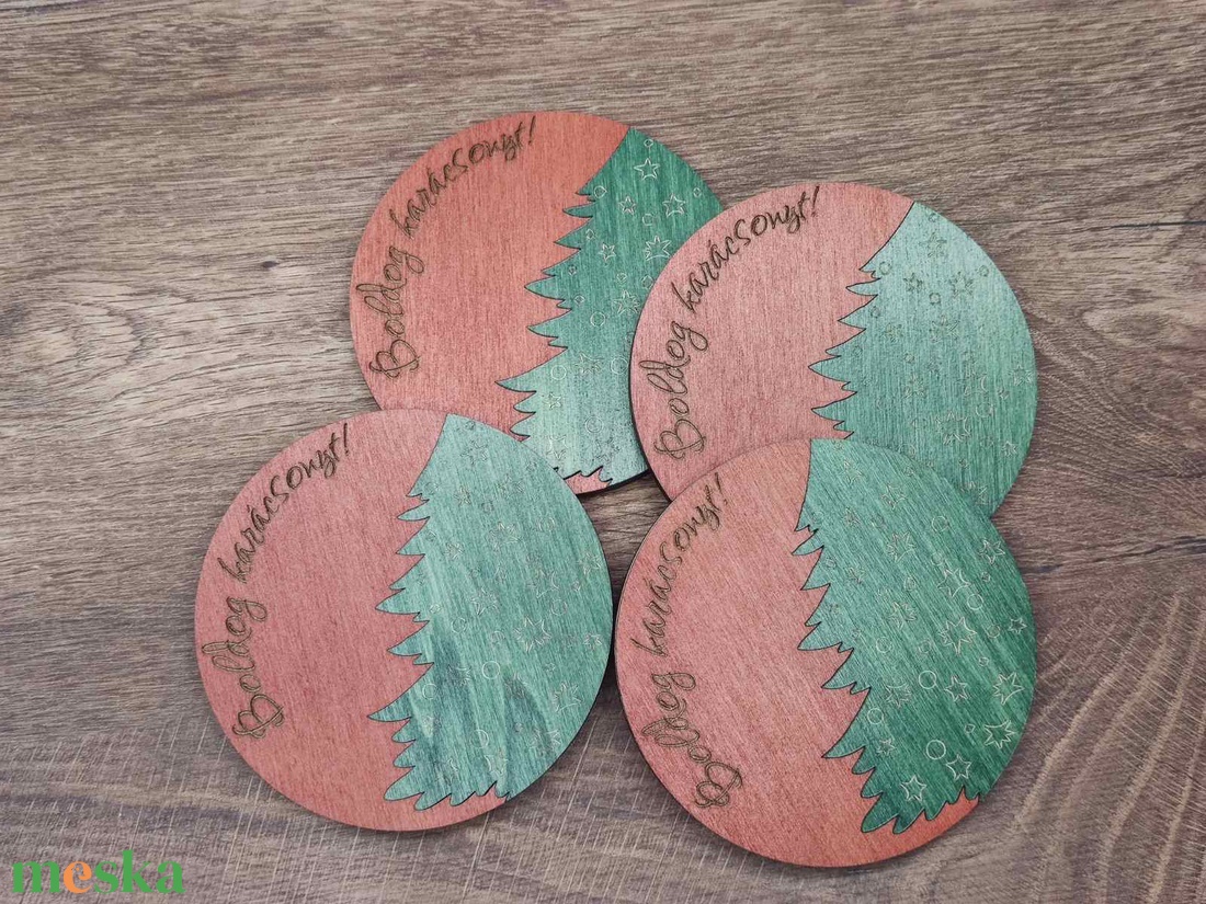 Karácsonyi poháralátét - Boldog karácsonyt! felirattal - otthon & életmód - konyhafelszerelés, tálalás - tálalás - tányér- és poháralátét - Meska.hu