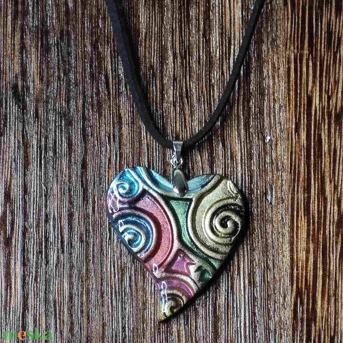 Szívörvény � kézzel készült nyaklánc süthető gyurmából - ékszer - nyaklánc - medálos nyaklánc - Meska.hu