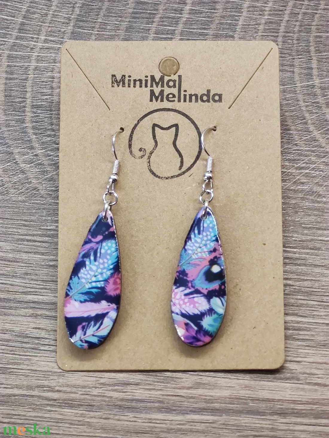 Mintás fülbevaló � decoupage fa fülbevaló - ékszer - fülbevaló - lógó csepp fülbevaló - Meska.hu