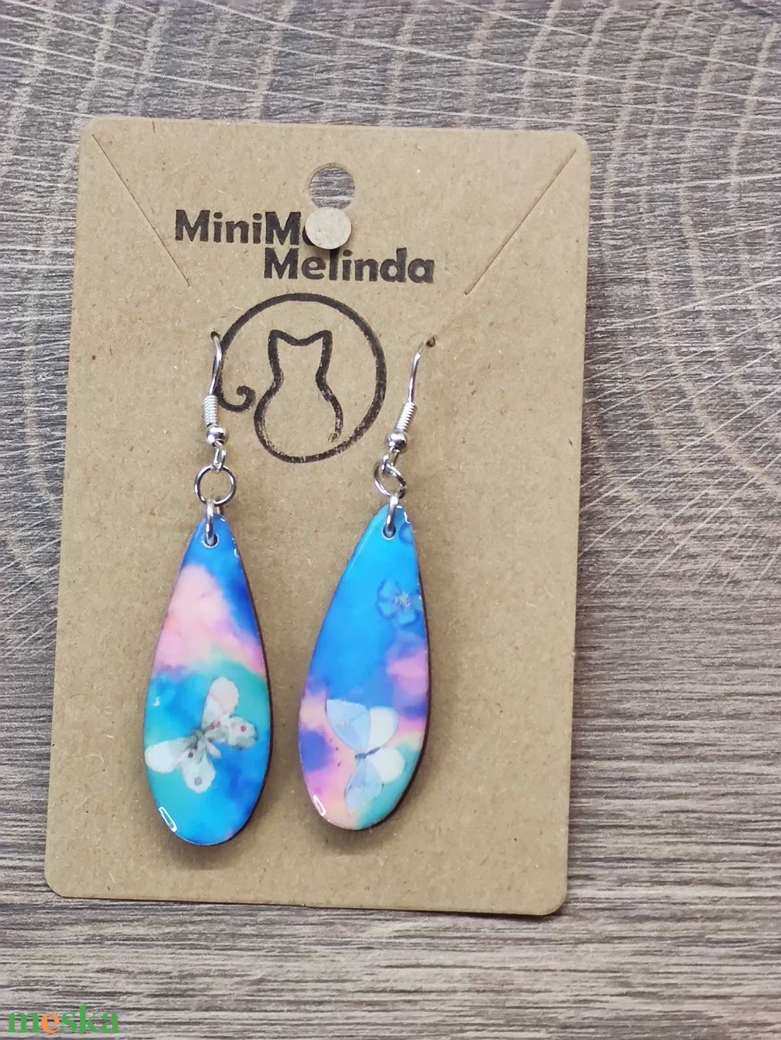 Mintás fülbevaló � decoupage fa fülbevaló - ékszer - fülbevaló - lógó csepp fülbevaló - Meska.hu