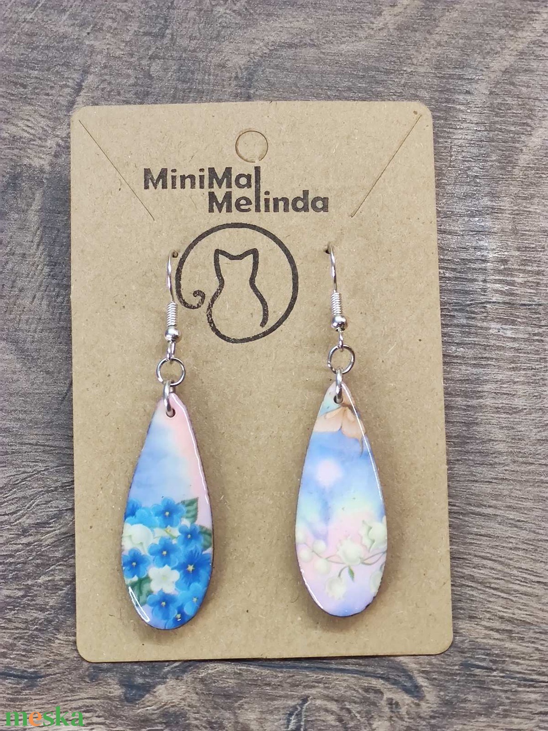 Mintás fülbevaló � decoupage fa fülbevaló - ékszer - fülbevaló - lógó csepp fülbevaló - Meska.hu