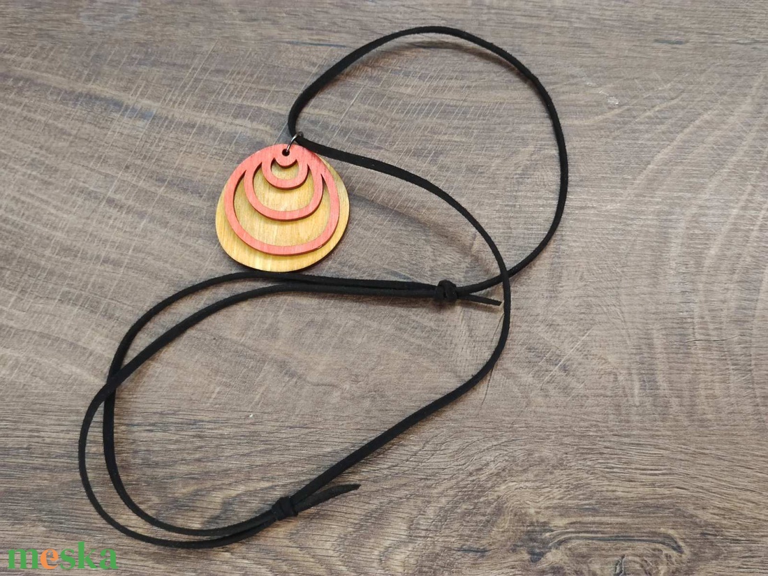 Kétszínű kétrétegű nyaklánc állítható hosszúsággal - sárga+narancs - ékszer - nyaklánc - medálos nyaklánc - Meska.hu