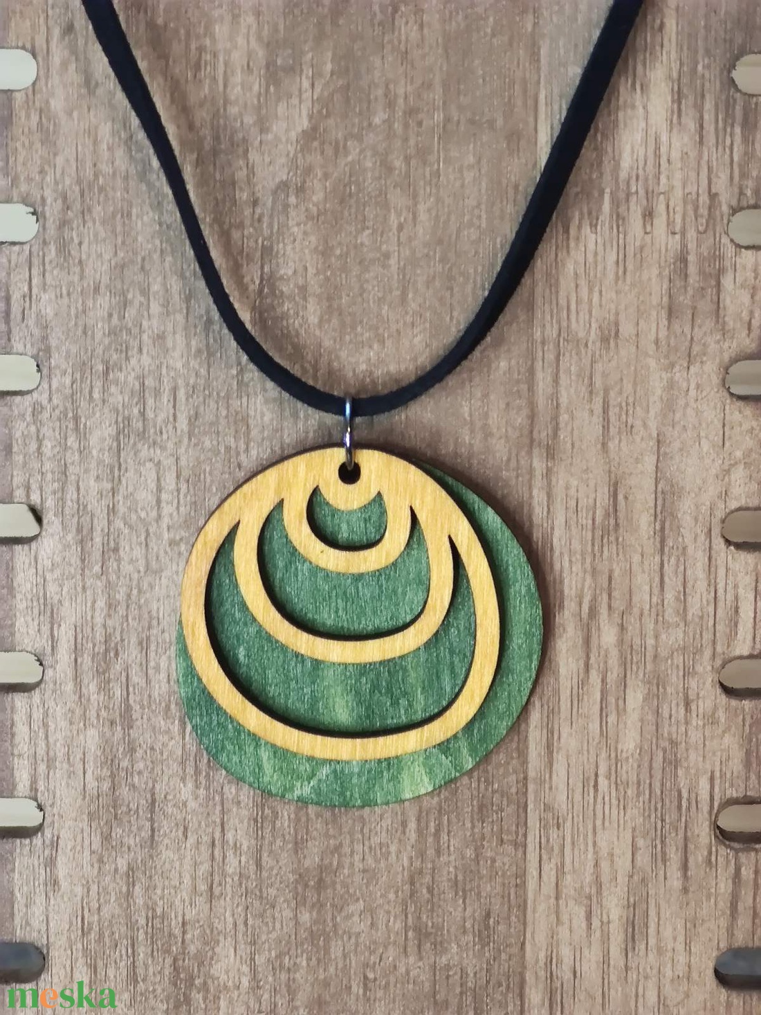 Kétszínű kétrétegű nyaklánc állítható hosszúsággal - zöld+sárga - ékszer - nyaklánc - medálos nyaklánc - Meska.hu