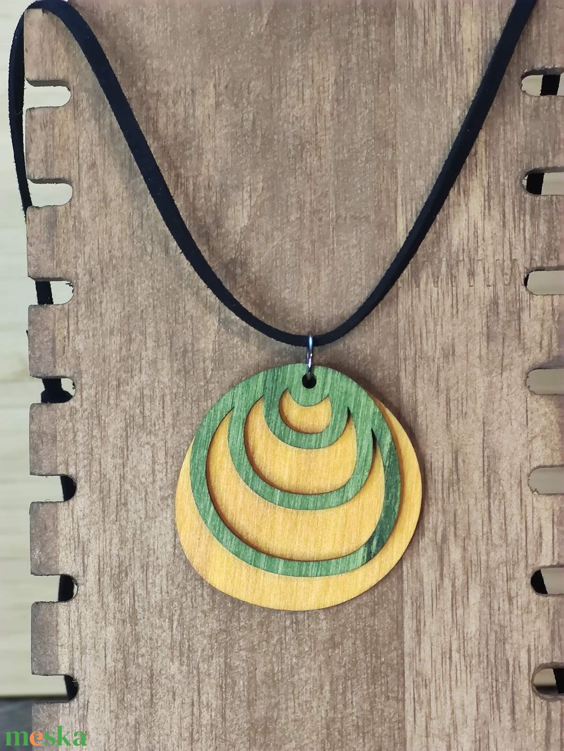Kétszínű kétrétegű nyaklánc állítható hosszúsággal - sárga+zöld - ékszer - nyaklánc - medálos nyaklánc - Meska.hu