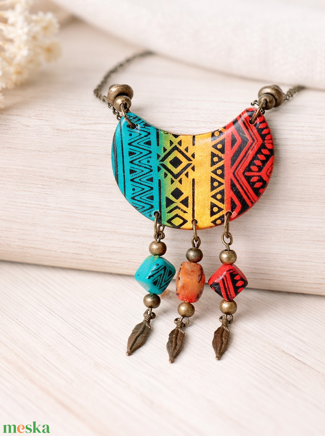 Azték mintás nyaklánc - ékszer - nyaklánc - medálos nyaklánc - Meska.hu